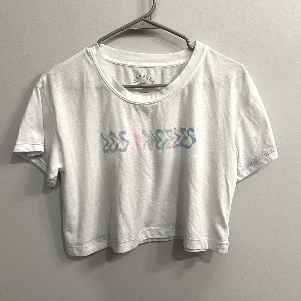 Sundown - Crop T-Shirt “Los Angeles” - White - Medium
